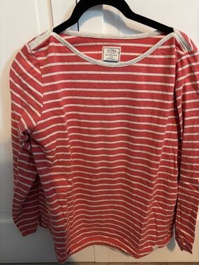 Fat Face Red & White Striped Boatneck Top